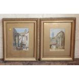 Pair of gilt framed European School watercolours in gilt frames, unsigned. Condition report: see
