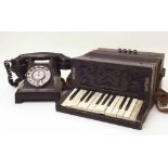 Genuine piano action accordion and a Bakelite telephone. Condition report: see terms and conditions