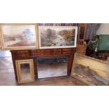 Two wall mirrors, print, Sheila Angus landscape and A.F. Allwright landscape. Condition report: