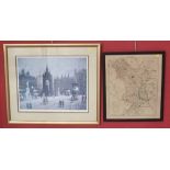 After Arthur Delaney signed limited edition print 'Albert Square' and hand coloured map of