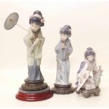 Three Lladro Japanese ladies Condition report: see terms and conditions