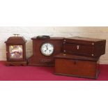 Oak jewellery box, oak mantel clock case, 8-day movement, jewellery box and reproduction bracket