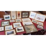 Quantity of coloured prints of country and seascape. Condition report: see terms and conditions