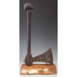 Luba / Hemba ceremonial adze, with pierced metal blade, 46cm high All lots in this Tribal and