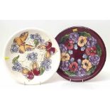 Moorcroft butterfly charger and a pansy charger Condition report: see terms and conditions