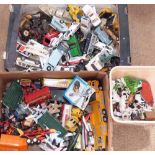 Qty of plastic farmyard animals, play worn die-cast cars, planes and trucks etc Condition report: