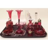 Collection of cranberry glass Condition report: see terms and conditions