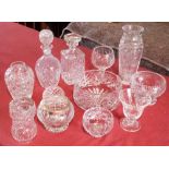 Two glass decanters and 11 pieces of glass. Condition report: see terms and conditions