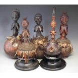 Five Luba / Hemba Calabash figures, the tallest measures 35cm high All lots in this Tribal and