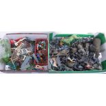 Qty mainly plastic zoo animals, mainly elephants, qty of farmyard gates, cratches and trees etc