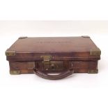 Leather 'Newborough' cartridge case with all round brass fittings. Condition report: see terms and