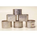 Six silver napkin rings including RMS Karina 1905 Condition report: see terms and conditions