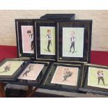 20 framed coloured prints of snooker stars by Ireland, Jimmy White, John Parrot and Willie Thorne