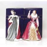 Royal Doulton Queen Elizabeth I HN3099 No.3645 of 5000, also Queen Anne HN3141 No.1659 of 5000, with