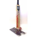 1983 Barbican cricket tour Slazenger bat, ball and two ties, bearing Mike Gatting, David Lloyd and