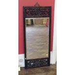 Chinese hardwood wall mirror carved with "shou", bevelled plate circa 1930 Condition report: see