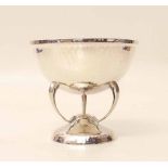 Hammered silver modern Art Nouveau style bowl on three legs. Condition report: see terms and