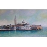 Large mixed media Venetian scene, 215 x 139cm. Condition report: see terms and conditions