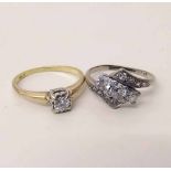 Two diamond set gold rings Condition report: see terms and conditions