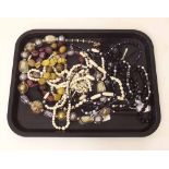 A quantity of dress jewellery nacklaces, quartz jet, bone and plastic Condition report: see terms