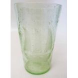 Green glass beaker engraved with a tall ship 19th century Condition report: see terms and
