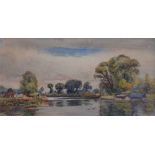Walter Henry Goldsmith (1860-1930), River landscape, signed and dated 1913, watercolour, 14 x 28cm.;