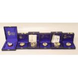 Six Ashley enamels boxes with cases. Condition report: see terms and conditions