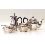 Silver plated 3 pc tea set and a hotwater pot Condition report: see terms and conditions