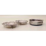 Pair of silver bon bon dishes and a bottle coaster. Condition report: see terms and conditions