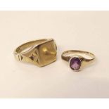 9ct gold signet ring & 9ct gold dress ring Condition report: see terms and conditions