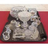 Waterford glass clock, picture frame, also a cut glass bowl, ashtray and other cut and pressed