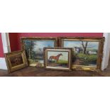 Four gilt framed modern oil paintings. Condition report: see terms and conditions