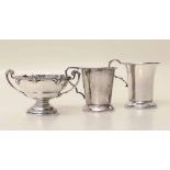 Two silver cups and a small prize rose bowl (3). Condition report: see terms and conditions