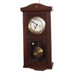 1930's stained oak wall clock with two train movement Condition report: see terms and conditions