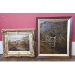 Two framed English School, 19th century oil paintings depicting rural scenes (2). Condition