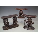 Three headrests carved in Chokwe, Luba and Hemba styles, the tallest measures 15cm high All lots