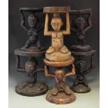 Six Luba / Hemba Caryatid stools, the largest measures 44cm high. All lots in this Tribal and