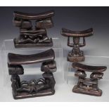 Four Luba / Hemba headrests, the tallets measures 21cm high All lots in this Tribal and African