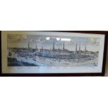 A Coloured Reproduction Map Print " Hamburg" framed,