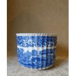 A Copeland Spode Blue and White Italian Pattern Round Jardiniere having fluted decoration, 16.