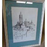 John Hayward Legovis? Cathedral, Spain, in white painted frame,