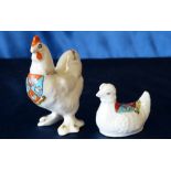 An Arcadian Dorking Crested China Cockerel and a similar Dorking Hen,