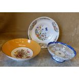 An Aynsley "Cottage Garden" Pattern Round Fruit Bowl, 26cm diameter, a Caverswall china bowl by M.