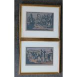 James Power Pair of Coloured wood Block Prints "Stoke Galner" both indistinctly signed in pencil in