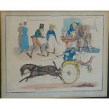 Henry Alken Pair of Coloured Prints depicting various humorous scenes in Hogarth frames,
