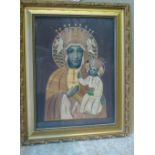 A Collage of Madonna and Child in gilt frame, 44cm x 32cm,