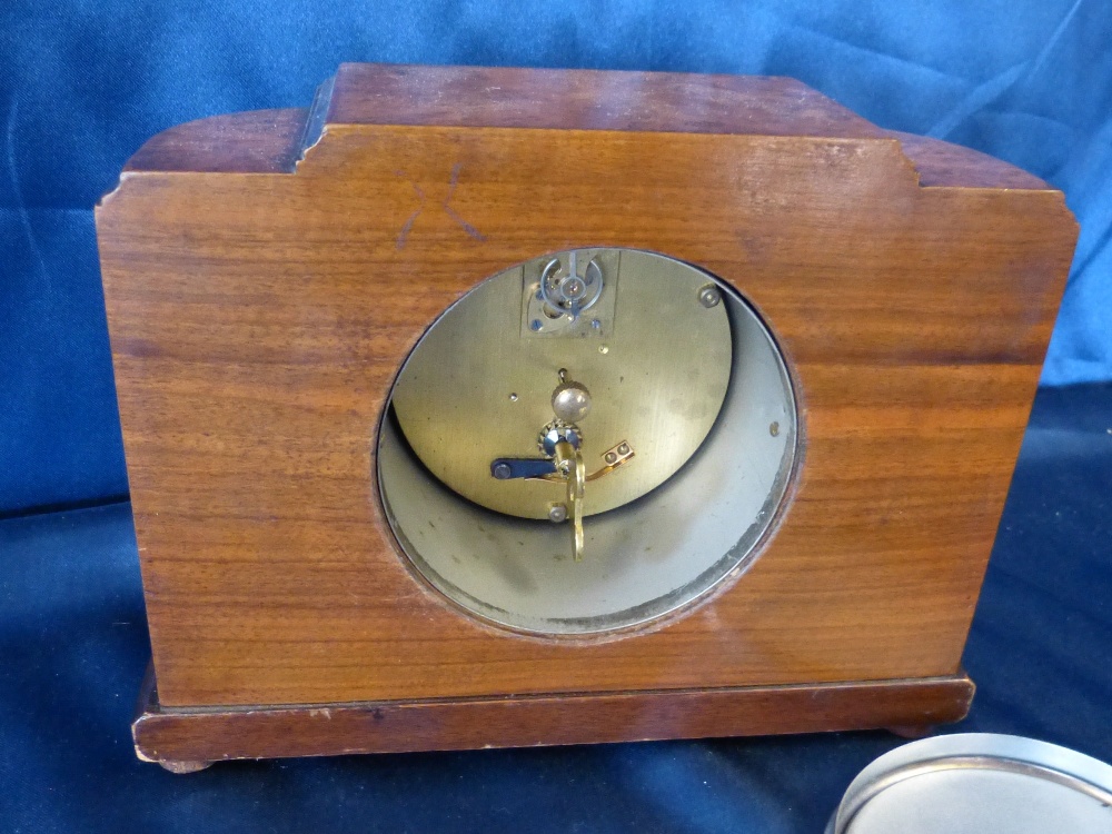 A Burr Walnut Timepiece having silvered dial with Roman numerals on bun feet, - Image 2 of 3