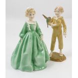 Two Royal Worcester figures, Grandmother's Dress and The Parakeet, both modelled by F G Doughty,