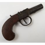 A 19th century flint lock pistol, by Simmonds, with acanthus engraved side plates,