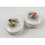 Two Royal Worcester circular covered boxes,